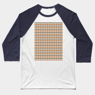 Brown, Orange, Pine Green and White Argyle Pattern Diamond Checks Baseball T-Shirt